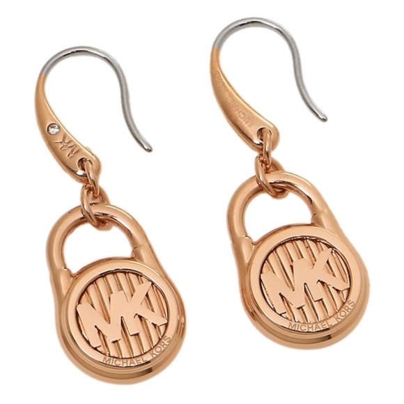 MICHAEL KORS Padlock Drop Earrings Rose Gold - Picture 1 of 2